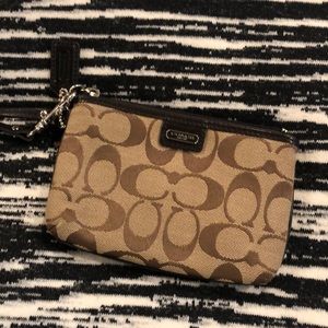 3/$25 Coach Wristlet Purse Brown Tan Khaki Silver Hardware